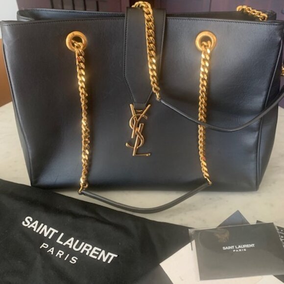 YSL Monogram Black Leather Shoulder Bag - Picture 1 of 4